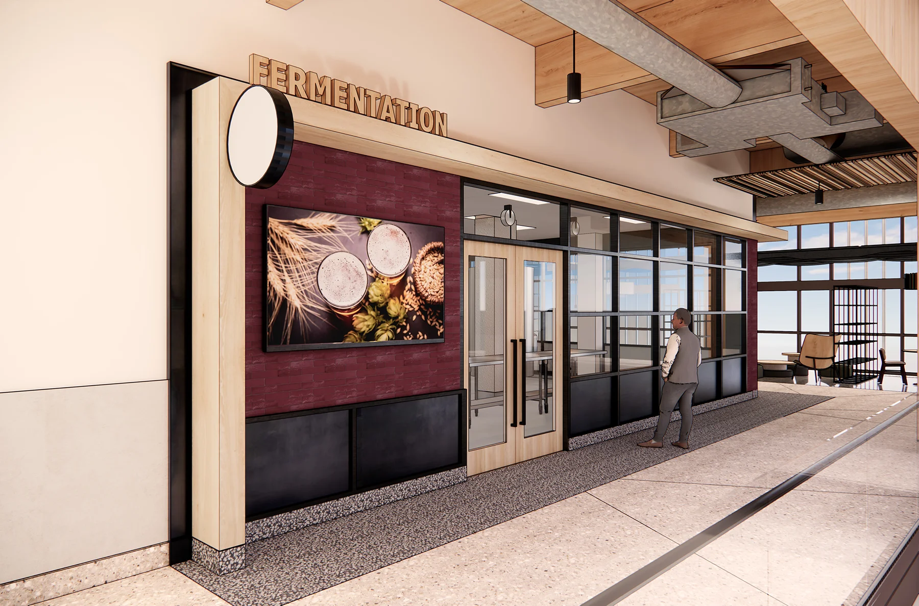 Generated rendering of the Aplin Center Fermentation Center store front